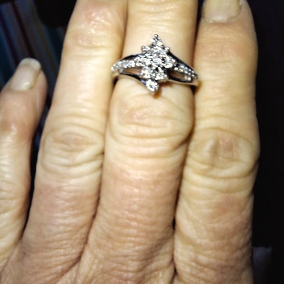 Antique Style White Gold 1/4 cut Diamond Engagement/Mother's Day Ring Size 7 - Picture 4 of 6